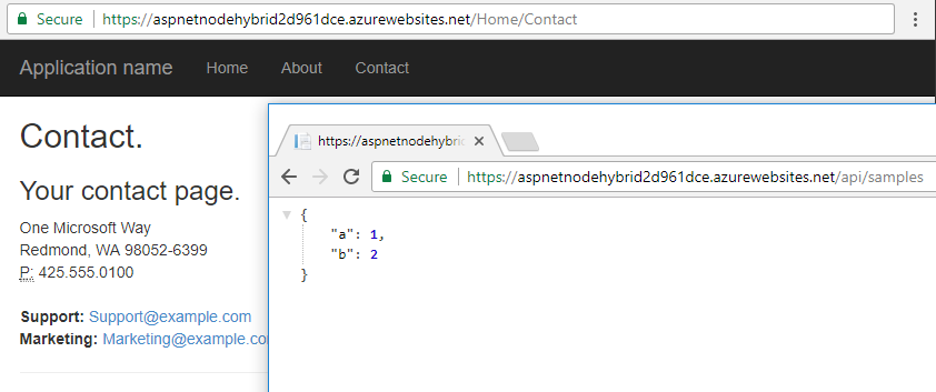 asp.net and node together