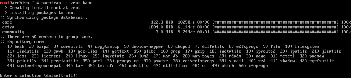 Arch Linux pacstrap base