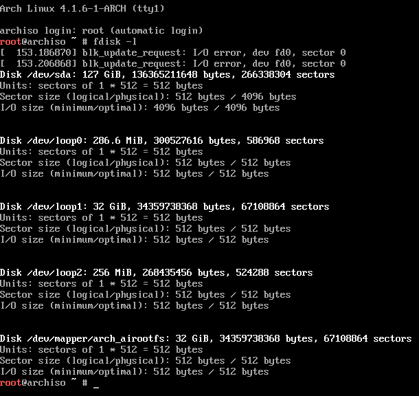 Arch Linux fdisk -l
